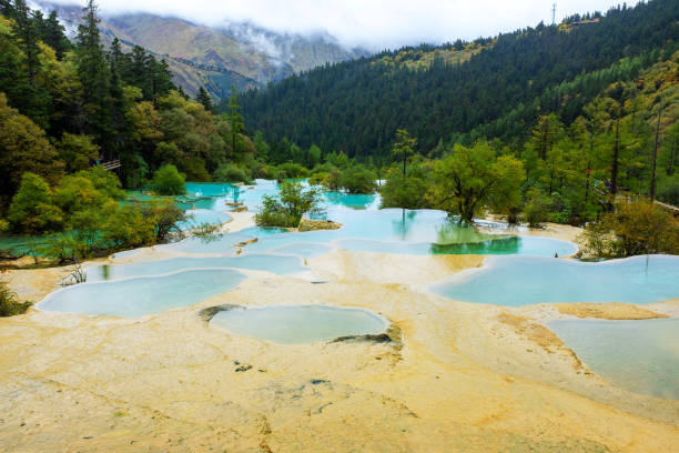 Five Color Ponds at Huanglong Valley Landscape, Sichuan, China