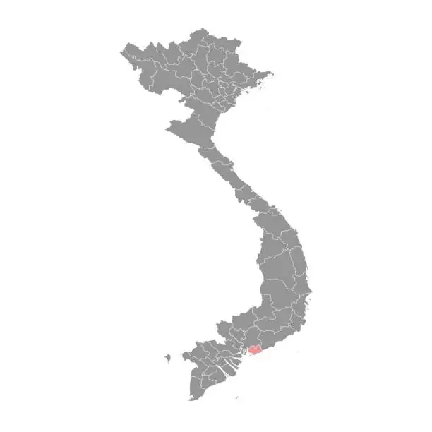 Vector illustration of Ba Ria Vung Tau province map, administrative division of Vietnam. Vector illustration.