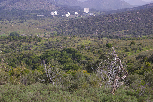 radio telescopes in the Spanish Sierra de Guadarrama mountain range near Madrid
