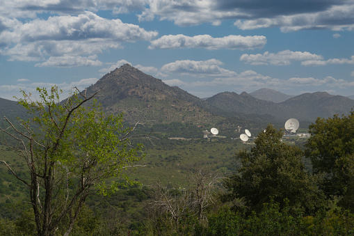 radio telescopes in the Spanish Sierra de Guadarrama mountain range near Madrid