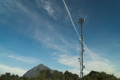 GSM mobile phone antenna in the Sierra de Guadarrama mountains in Spain