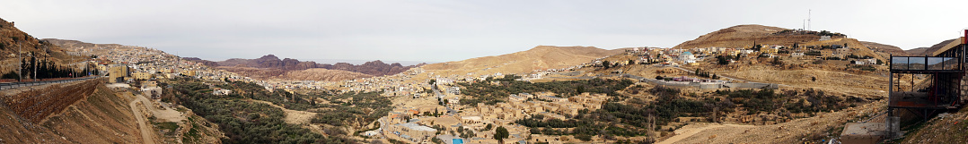 panoramic view of amman mountains on the way to petra