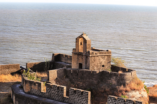 The images of Diu fort built in 16th century by Portuguese at the eastern tip of Diu island india. Old Diu City, Portuguese, located in Diu district of Union Territory Daman and Diu India