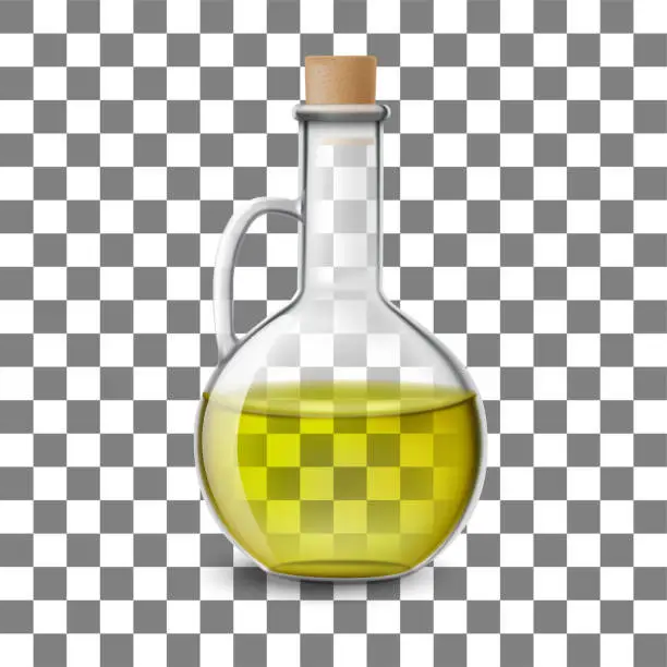 Vector illustration of glass bottle of of olive oil