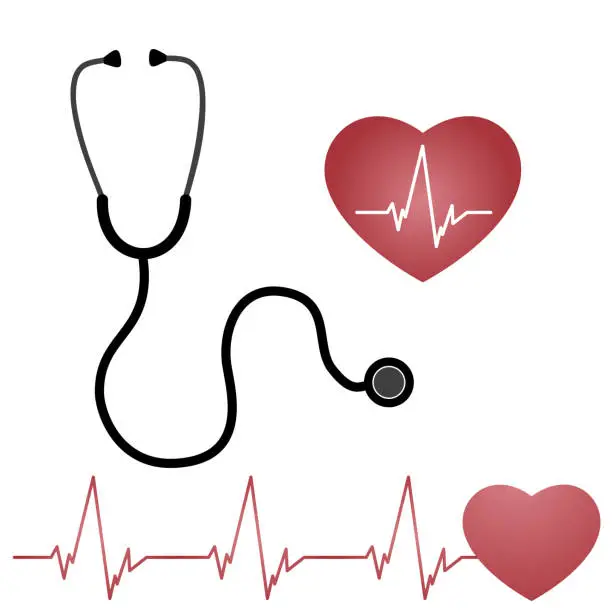 Vector illustration of Stethoscope And Heart,