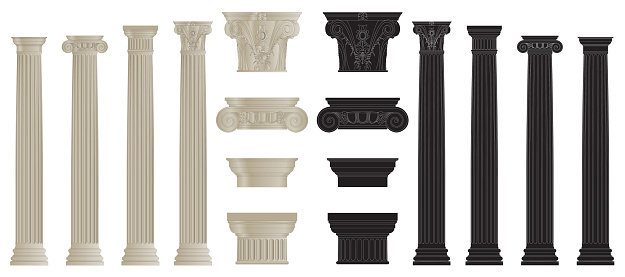 set of greece column with separate capitels eps10 vector