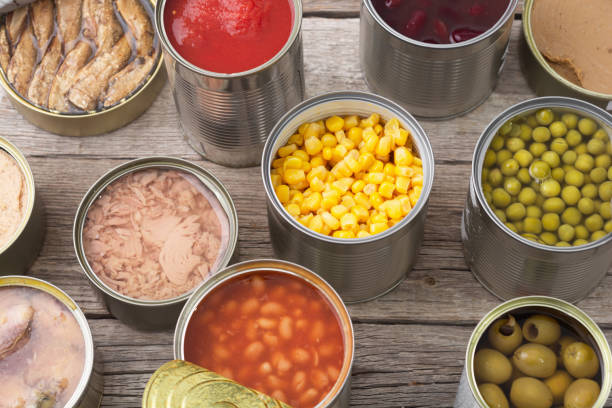 Variety Canned  food . Fish , meat and vegetables . Conserve background