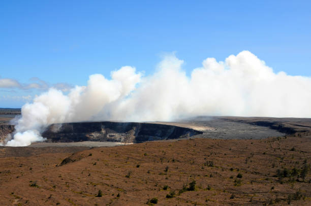 Smoke pouring from Kilauea volcano on big island Hawaii
