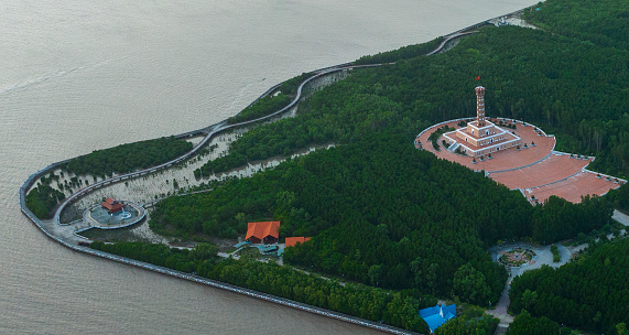 Ca Mau Cape National Park seen from above, recognized by UNESCO as a world biosphere reserve.