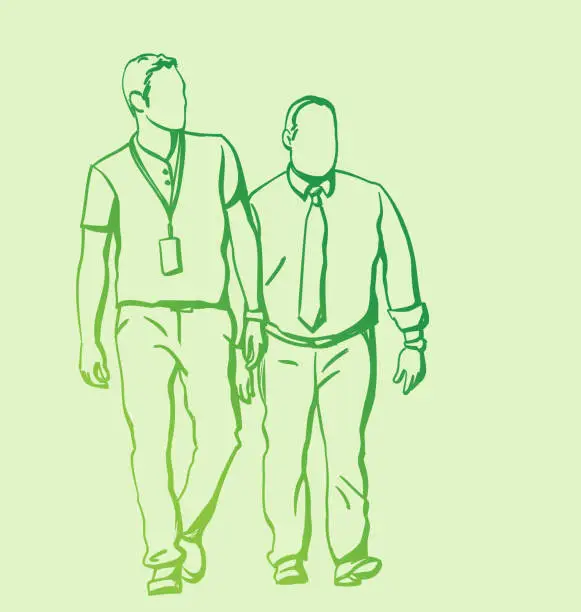 Vector illustration of Marching To Work Financial District Green