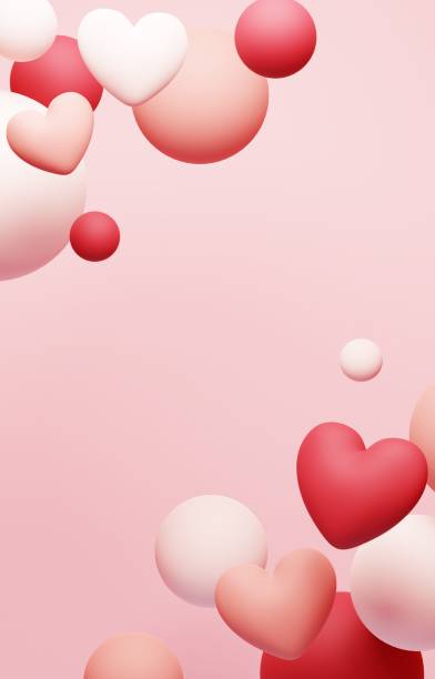 istock Background image of hearts and color balls 2109254325