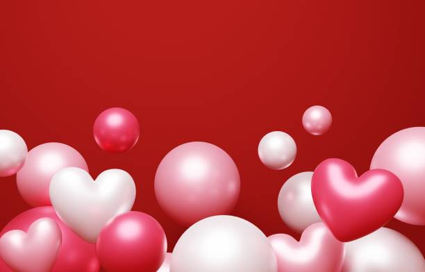 istock Background image of hearts and color balls 2109254885