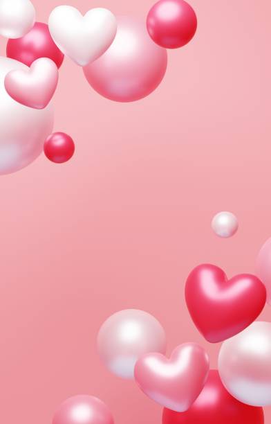 istock Background image of hearts and color balls 2109254915