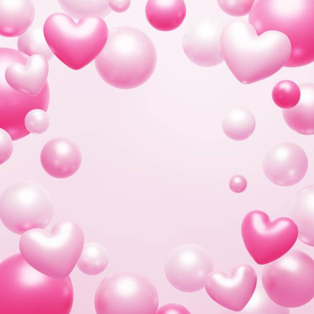 istock Background image of hearts and color balls 2109255478