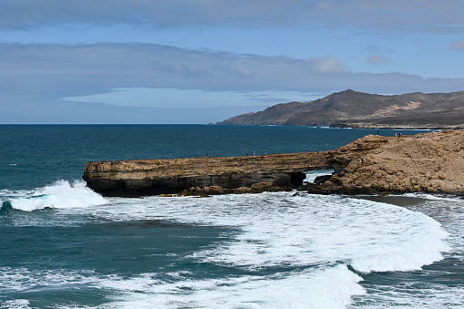 La Pared, Fuerteventura, Spain, February 23, 2024 - The rock gate at Punta de Guadalupe near La Pared (Pajara), Fuerteventura, Canary Islands.