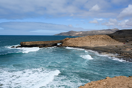 La Pared, Fuerteventura, Spain, February 23, 2024 - The rock gate at Punta de Guadalupe near La Pared (Pajara), Fuerteventura, Canary Islands.