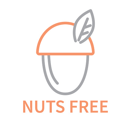 Nuts Free Food Allergen Warning Label, Allergy Symbol Vector Line Icon