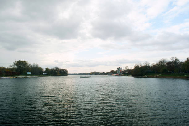 Belgrade, Serbia - December 3, 2023: Ada Ciganlija's lake offers a tranquil retreat amidst the city's hustle