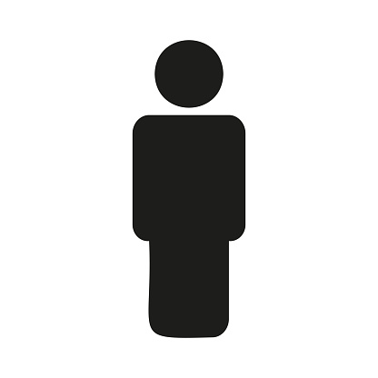 Person silhouette icon. Human figure symbol. Individual profile representation. Gender-neutral character. Vector illustration. EPS 10. Stock image.