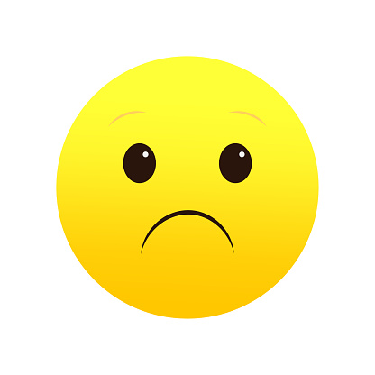 Sad emoji, yellow hue. Single tear, downcast eyes. Expressive, emotive graphic. Vector illustration. EPS 10. Stock image.