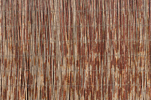 old brown tone bamboo board fence texture for background