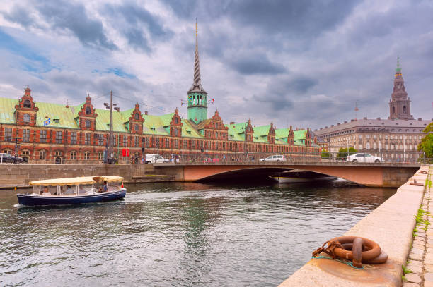 The Old Stock Exchange Boersen and Christiansborg Palace, Copenhagen, Denmark
