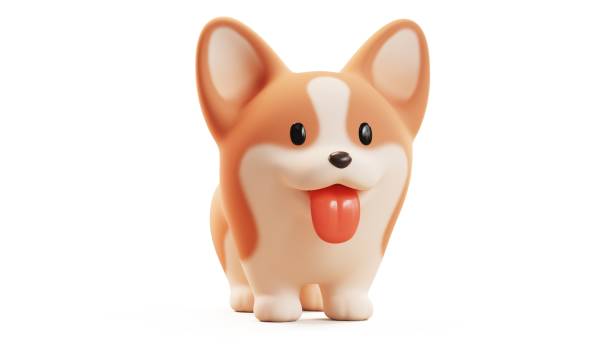 istock 3d render cartoon corgi puppy in standing pose. 2109340488