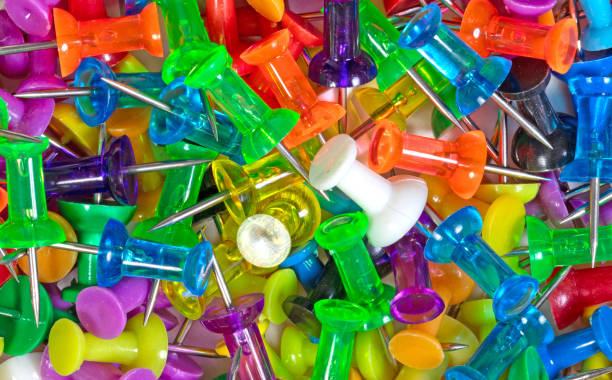 istock Many colorful push pins, isolated 2109341026