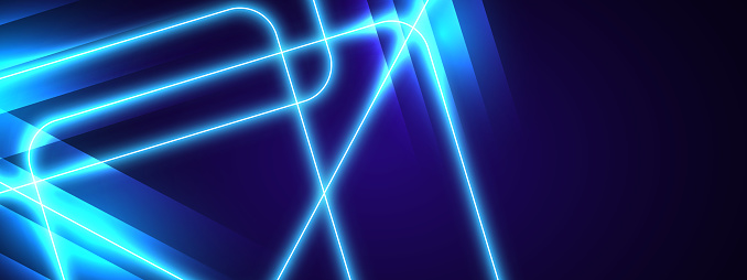 Abstract glowing neon lights background. Futuristic technology illustration.