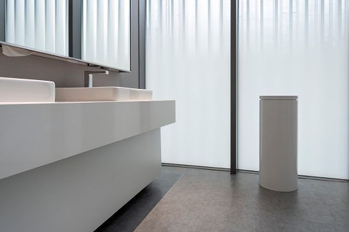 A white modern style restroom