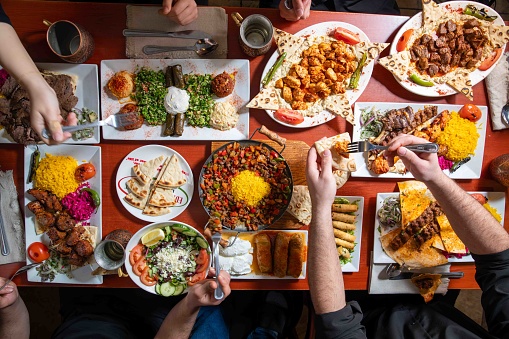 table of middle eastern foods