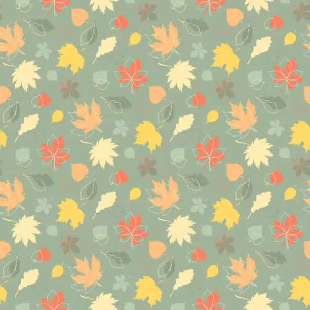 Vector illustration of seamless pattern with autumn leaves