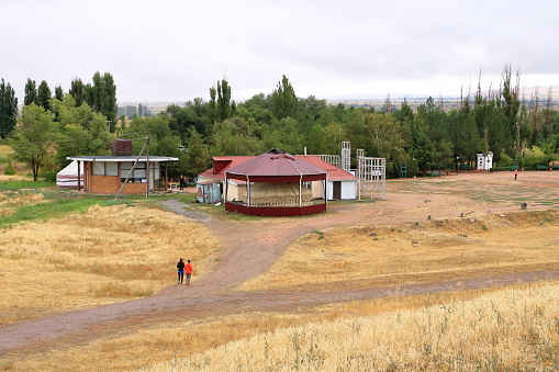 August 31 2023 - Tokmok in Kyrgyzstan: Area around the Old Burana tower located on famous Silk road