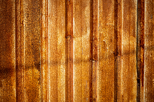 Rusty galvanized iron, old galvanized fence texture. Metal texture background.