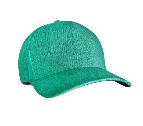 Green classic baseball cap isolated on white background