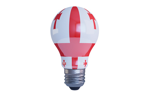 Bright LED bulb featuring the iconic Cross of St. George and Georgian flag elements for eco-conscious illumination.