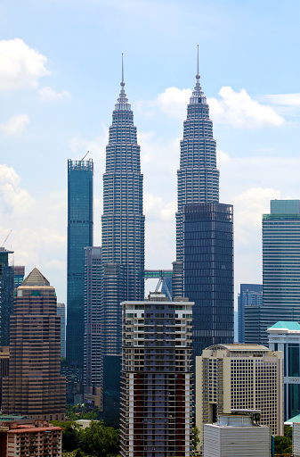 City view of Kuala Lumpur with Petronas Towers in Malaysia