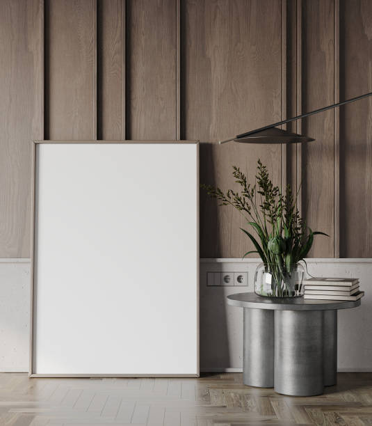 Mock-up poster in living room minimalism interior style'