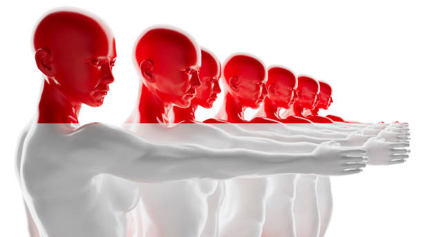 Silhouettes with a transparent gradient effect in red and white, representing the Indonesian flag.
