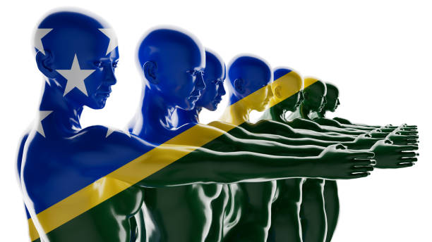 istock Stellar Alignment: Figures Transitioning into the Flag of Solomon Islands 2109654684