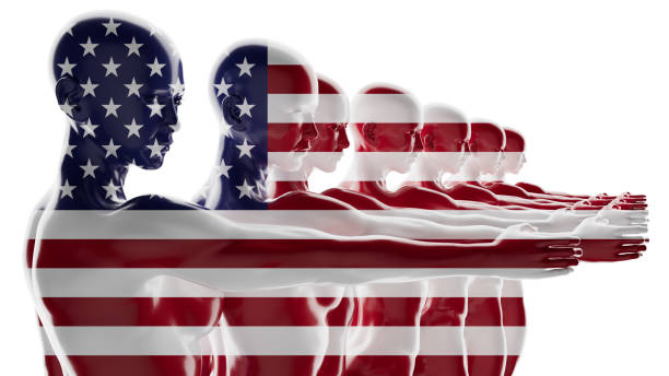 istock Patriotic Tribute: Figures Shrouded in the Stars and Stripes 2109671707