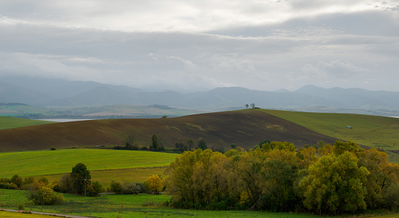 In the distance you can see the Low Tatras Zilina Region. Liptovske Matiasovce. Slovakia.
