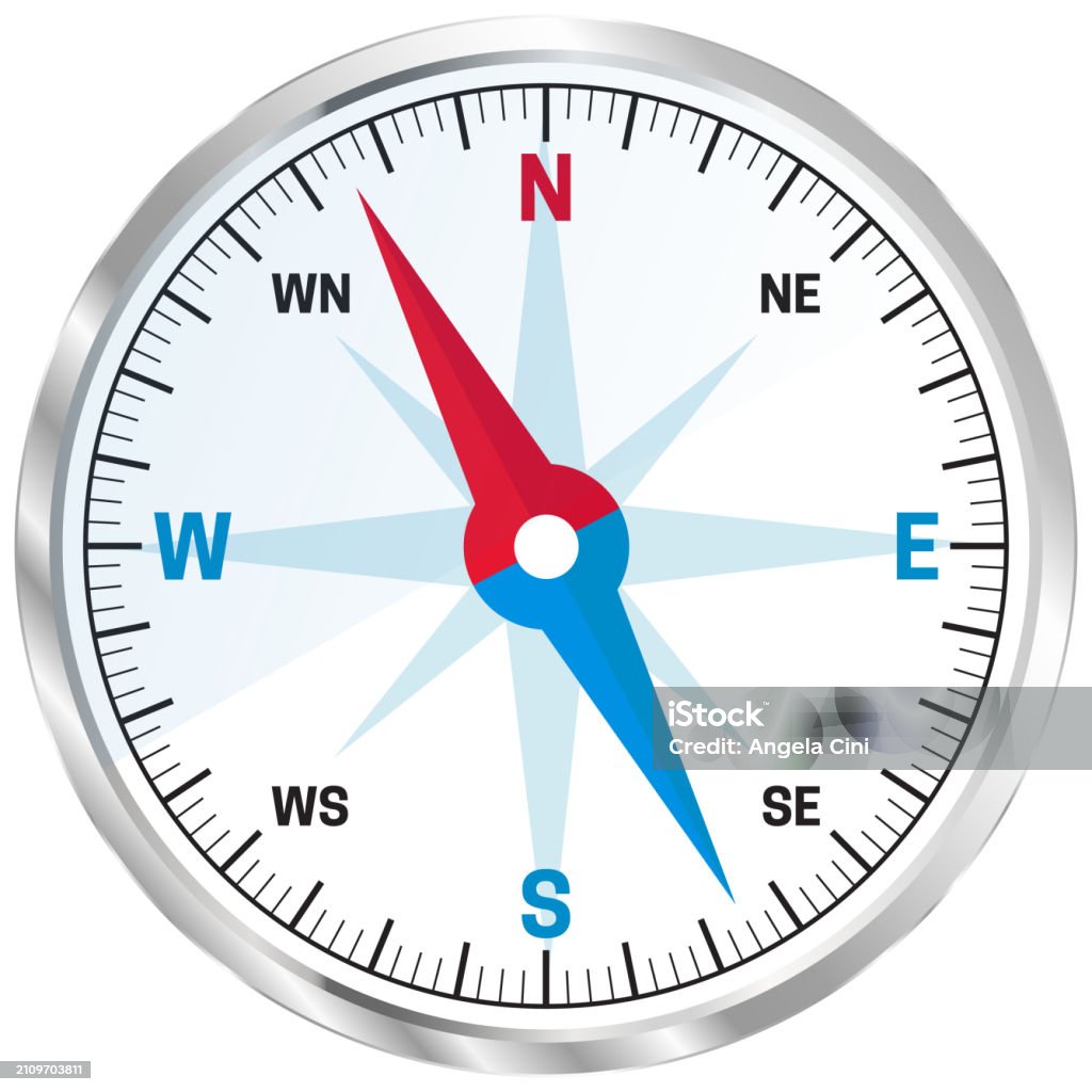 Compass Silver Spring Silver Compass Illustration Isolated On White Background Stock ...