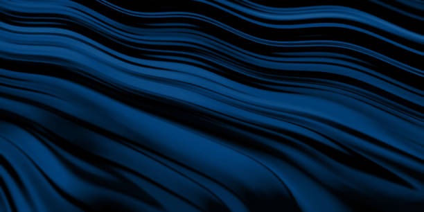 istock Blue Navy Black Wave Pattern Abstract Sea Rippled Marble Background Ombre Dark Striped Neon Hill Texture 2109737385