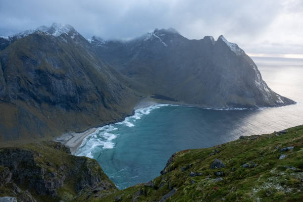istock Kvalvika Beach at sunset in Lofoten, Norway in the Arctic Circle 2109755049