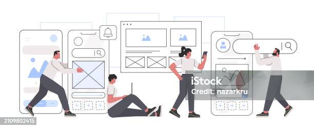 Ui And Ux Concept Designers Creating And Testing Functional Interface ...
