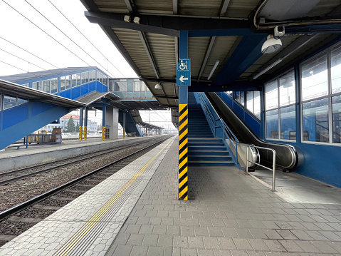 Ostrava, Czech Republic - March 06, 2024: Platforms of the main railway station.