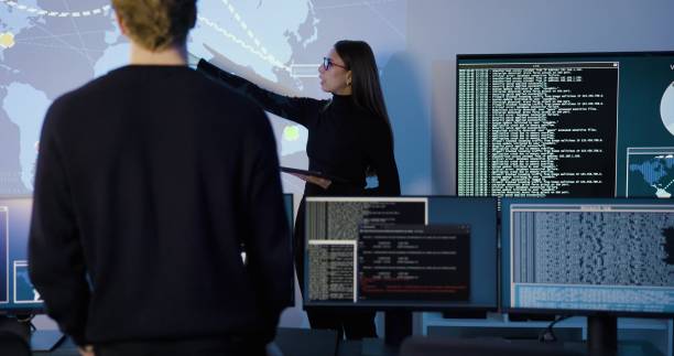 istock Professional cyber security team working to prevent security threats, find vulnerability and solve incidents 2109845969