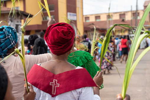 Members of ST. Mary Cathedral participates in a Palm Sunday procession in Ibadan, Oyo, Nigeria on Sunday, March 24, 2024.