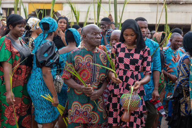 Members of ST. Mary Cathedral participates in a Palm Sunday procession in Ibadan, Oyo, Nieria on Sunday, March 24, 2024.